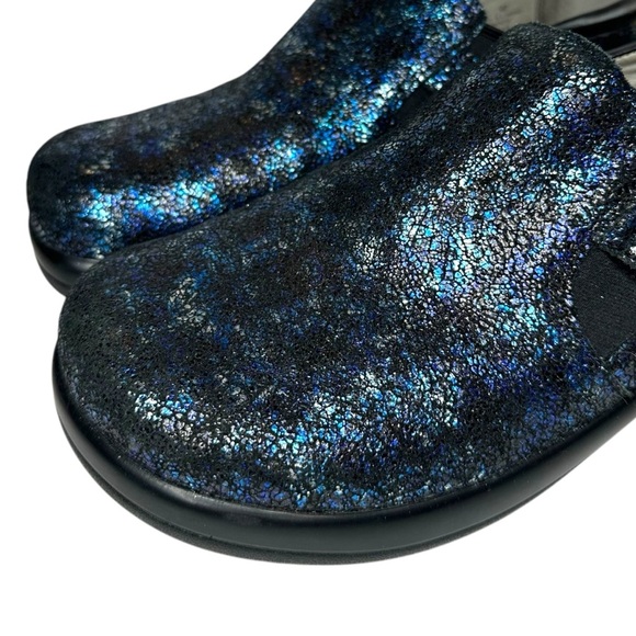 Alegria Kara Blue Metallic Sparkle Leather Clogs Size 40 - Picture 2 of 9